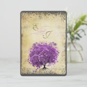 Radiant Paars Heart Leaf Tree Wedding Kaart (Staand voorkant)