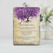 Radiant Paars Heart Leaf Tree Wedding Kaart (Staand voorkant)