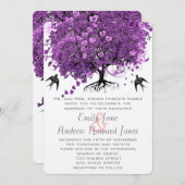 Radiant Paars Heart Leaf Tree Wedding Kaart (Voorkant / Achterkant)