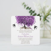 Radiant Paars Heart Leaf Tree Wedding Kaart (Staand voorkant)