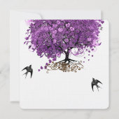 Radiant Paars Heart Leaf Tree Wedding Kaart (Achterkant)
