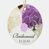 Radiant Paars Heart Leaf Tree Wedding Keramisch Ornament (Links)