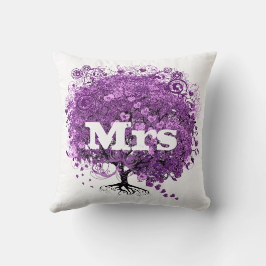 Radiant Paars Heart Leaf Tree Wedding Kussen (Achterkant)