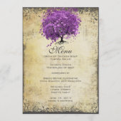 Radiant Paars Heart Leaf Tree Wedding Menu (Voorkant)