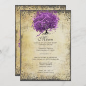 Radiant Paars Heart Leaf Tree Wedding Menu (Voorkant / Achterkant)