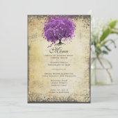 Radiant Paars Heart Leaf Tree Wedding Menu (Staand voorkant)
