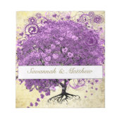 Radiant Paars Heart Leaf Tree Wedding Notitieblok (Voorkant)