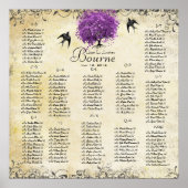 Radiant Paars Heart Leaf Tree Wedding Poster (Voorkant)