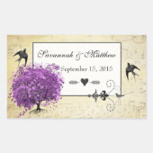 Radiant Paars Heart Leaf Tree Wedding Rechthoekige Sticker (Voorkant)