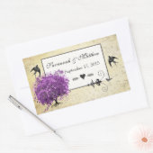 Radiant Paars Heart Leaf Tree Wedding Rechthoekige Sticker (Envelop)