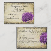 Radiant Paars Heart Leaf Tree Wedding Visitekaartje (Voorkant / Achterkant)