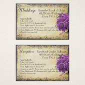Radiant Paars Heart Leaf Tree Wedding Visitekaartjes (Voorkant /achterkant)