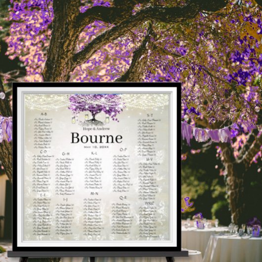 Radiant Paars Mason Jar Firefly Heart Leaf Tree Poster