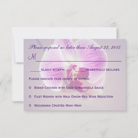 Radiant Paars Orchid Wedding RSVP (Achterkant)