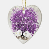 Radiant Paars-Romantic Heart Leaf Wedding Keramisch Ornament (Links)