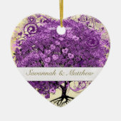 Radiant Paars-Romantic Heart Leaf Wedding Keramisch Ornament (Voorkant)