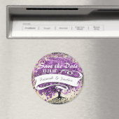 Radiant Paars-Romantic Heart Leaf Wedding Magneet (Insitu (Vaatwasser))