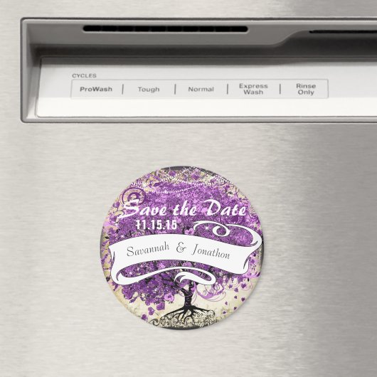 Radiant Paars-Romantic Heart Leaf Wedding Magneet (Insitu (Vaatwasser))