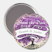 Radiant Paars-Romantic Heart Leaf Wedding Magneet (Voorkant / Achterkant)