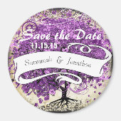 Radiant Paars-Romantic Heart Leaf Wedding Magneet (Voorkant)