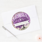 Radiant Paars-Romantic Heart Leaf Wedding Ronde Sticker (Envelop)