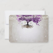 Radiant Paars-Romantic Heart Leaf Wedding RSVP Kaartje (Achterkant)