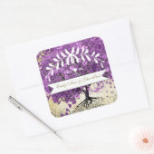 Radiant Paars-Romantic Heart Leaf Wedding Vierkante Sticker (Envelop)