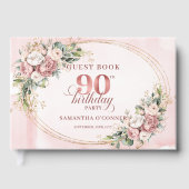 Radiant Pale Pink Gold Eucalyptus 90th Birthday Gastenboek (Voorkant)