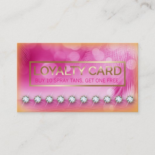 Radiant Palm Tree Roze Oranje Loyalty Card (Voorkant)