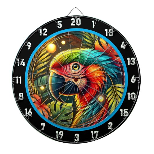 Radiant Parrot Dartboard voor alle gelegenheden Dartbord (Voorkant)