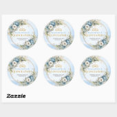 Radiant Pastel Blue Gold Eucalyptus Quinceañera  Ronde Sticker (Vel)