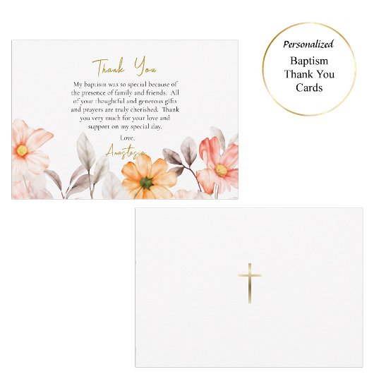 Radiant Pastel Spring Flowers Orthodox Baptism Bedankkaart