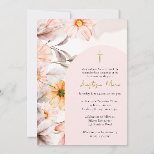 Radiant Pastel Spring Flowers Orthodox Baptism     Kaart (Voorkant)