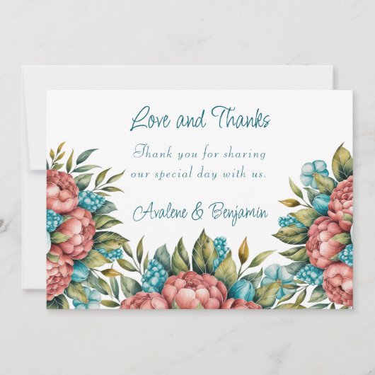 Radiant Peony Bouquet Liefde en Bedankt Kaart (Voorkant)