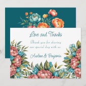 Radiant Peony Bouquet Liefde en Bedankt Kaart (Voorkant / Achterkant)