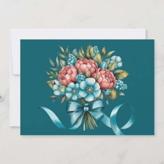 Radiant Peony Bouquet repetitie diner Kaart (Achterkant)