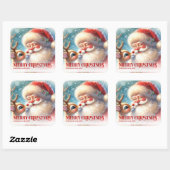 Radiant Personalized Santa and Rudolph Holiday   Vierkante Sticker (Vel)