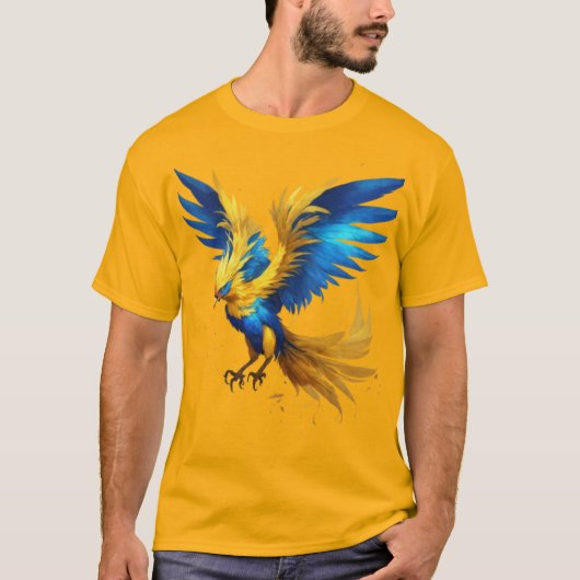 Radiant Phoenix Sky T-Shirt: Blauw & Geel Beauty T-shirt (Voorkant)