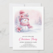 Radiant Pink Snowman Digital Kids Christmas Party  Kaart (Voorkant)