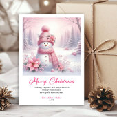Radiant pink snowman winter kids card digital file feestdagenkaart