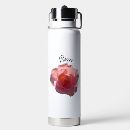 Radiant Pink Tea Roos gepersonaliseerd Waterfles