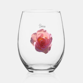 Radiant Pink Tea Roos gepersonaliseerd Wijnglas Zonder Voet