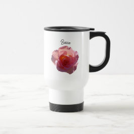 Radiant Pink Tea Roos gepersonaliseerde reismok Reisbeker