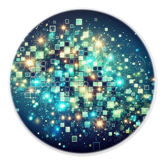 Radiant Pixel Bokeh Keramische Knop (Voorkant)