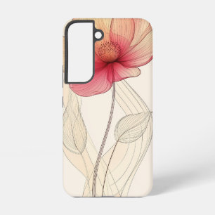 Radiant Poppy Sketch Telefoonhoesje Samsung Galaxy Hoesje