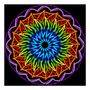Radiant Rainbow Mandala – Levendige kleuren Perfect Poster