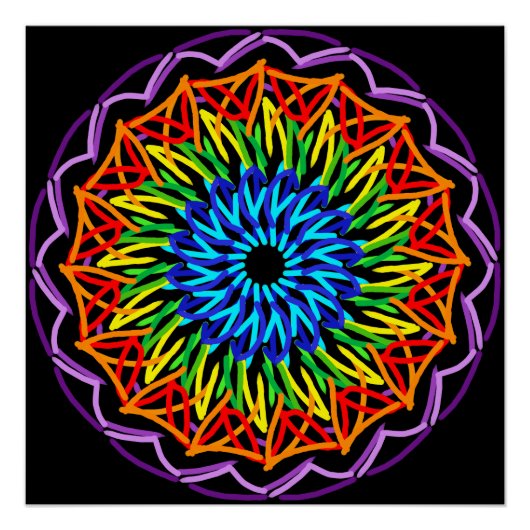 Radiant Rainbow Mandala – Levendige kleuren Perfect Poster (Voorkant)