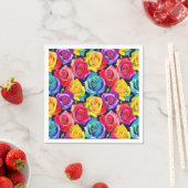 Radiant rainbow roses, floral pattern servet (Insitu)