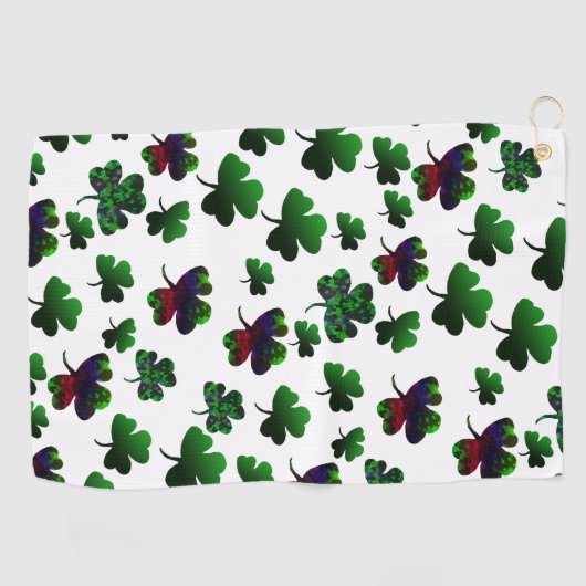 Radiant Rainbow Shamrock Golfhanddoek (Horizontaal)