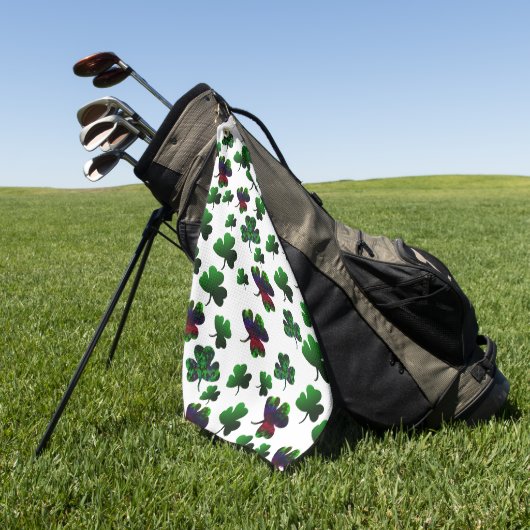 Radiant Rainbow Shamrock Golfhanddoek (Groen)